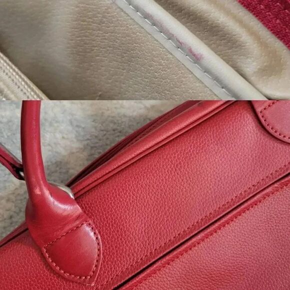 Longchamp Vintage overnight / weekender bag, Red Calfskin Leather One Size - Picture 10 of 12